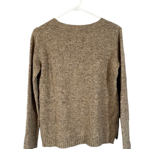 MNG Beige Long Sleeve Beaded Multi Color Thread Pullover Knit Sweater Women Sz M - Picture 2 of 6